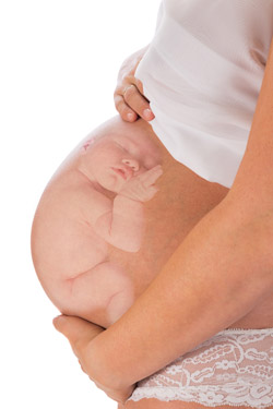 Schwangere mit Kind im Bauch